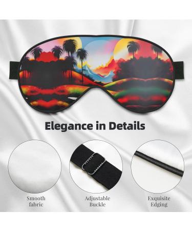 SSIMOO Landscape Painting Soft Sleep Eye Mask | Breathable Eye Patch for Women | Perfect Travel Relaxation Accessory - Black - Buy Online on SooperMarket.com