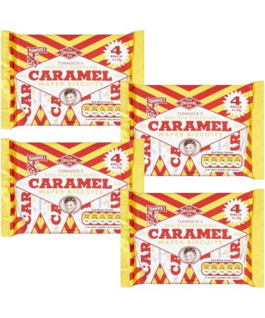 Caramel Wafer Bundle With Tunnocks Real Milk Chocolate Caramel Wafer Biscuits 4x30g Packs (4 Pack)