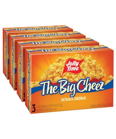 JOLLY TIME The Big Cheez Gourmet Zesty Cheddar Cheese Non-GMO Microwave Popcorn (3-Count Box, Pack of 4)