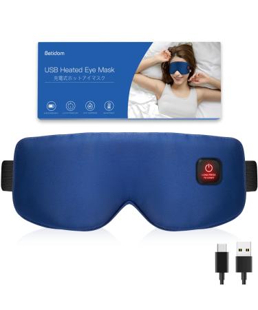 Heated Eye Mask Cordless for Dry Eyes, USB Eyes Heating Pad, Rechargeable, Real Silk, Sleep Mask for Men Women, Warm Eye Compress for Relief Stye, Blepharitis, Chalazion, Eye Fatigue or MGD (Navy)