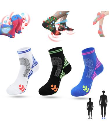LONGLUAN Highersocks 2023 Far Infrared Schorl Titanium Ion Heightening Booster Socks Compression Ankle Running Socks Medium 3color-b