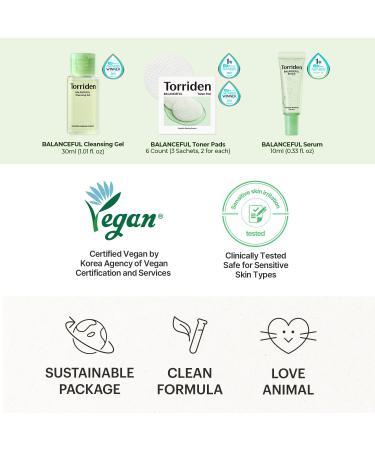 Torriden BALANCEFUL Cica Trial Kit | Vegan Gotu Kola Skincare 4-Step Regimen | Hypoallergenic Korean Skincare for All Skin Types - Buy Online on SooperMarket.com