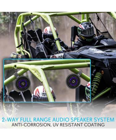 Pyle Waterproof Marine Wakeboard Tower Speakers - 4 Inch Dual Subwoofer Set - 300W Max Power - Built-in LED Lights - Black (PLMRLEWB46B) - Buy Online on SooperMarket.com