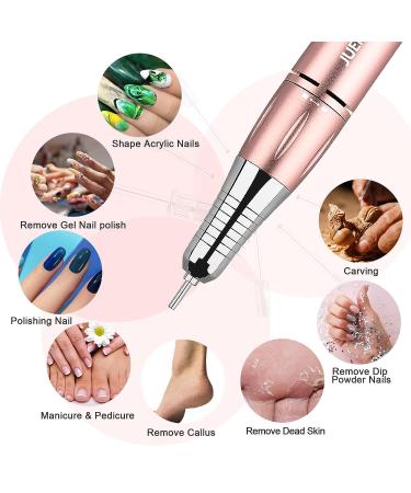 JUEMEL Portable Electric Nail Drill Kit 35000rpm - Professional Efile Set for Acrylic and Gel Nails - Manicure Pedicure Tool with 17pcs Bits and Accessories - Pink - Buy Online on SooperMarket.com