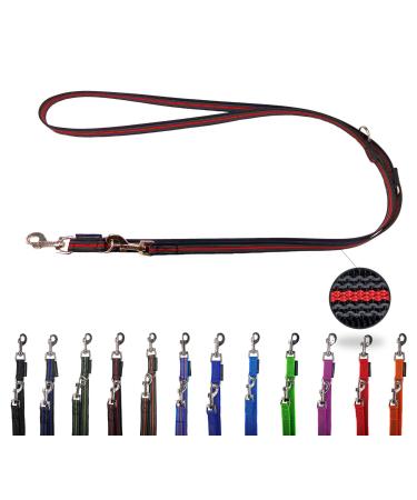 Dog linen adjustable / double linen for medium and large dogs / 2m / 2.40m / 2.80m / 3.50m / 5m (black-red 2m) 2m black red