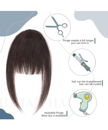 Clip in Fringe Extension Air Bangs With Temples Clip in Bangs 100% Remy Human Hair French Bangs Hairpieces #02 Dark Brown - Buy Online on SooperMarket.com