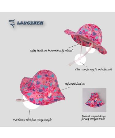 LANGZHEN Baby Girls Beach Sun Hat | Adjustable Toddler Kids Wide Brim Play Hat with Chin Strap | 6-12 Months - Buy Online on SooperMarket.com