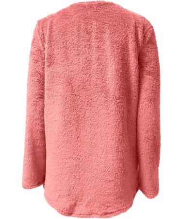 AMhomely Women's Plus Size Soft Teddy Fleece Hoodie - Pink XL | Double Fleece Casual Sweatshirt with V Neck, Pocket, and Lightweight Lounge Top - Buy Online on SooperMarket.com
