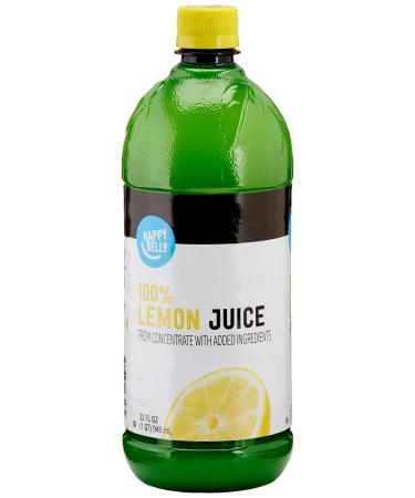 Amazon Brand - Happy Belly 100% Lemon Juice From Concentrate, 32 Ounce