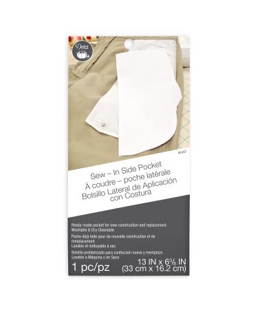 Dritz Clothing Care 82407 Sew-In Side Pocket , White
