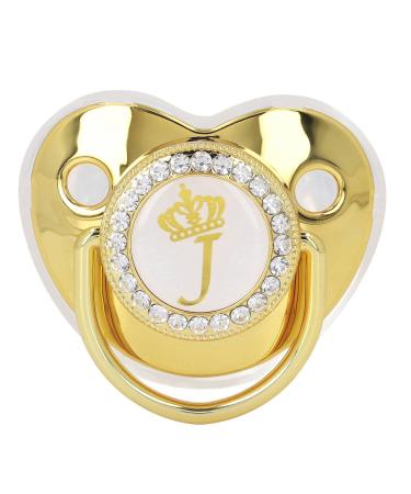 Stylish Toddler Pacifier - Portable Silicone with Golden 'J' Letter & Rhinestones - Safe & Exquisite - Buy Online on SooperMarket.com