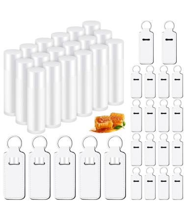 18 Sets Natural Bulk Lip Balm and Moisturizing Lipstick Holder Keychains Set Gift for Team Teen Adults Sports Party Supply(Solid Style)