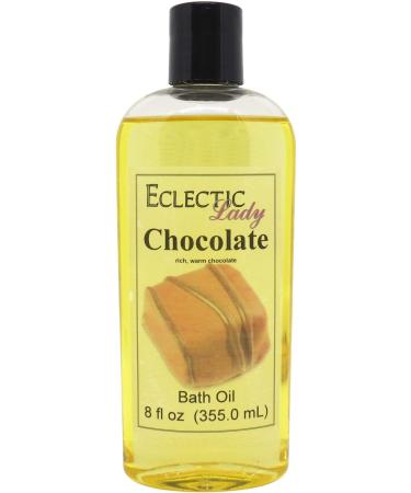 Chocolate Bath Oil by Eclectic Lady - Scented Bath Oil - Relaxing & Moisturizing Bathing Oil - Fragrance Body Oil For Dry & Rough Sensitive Skin - Body Daily Nourishing Shower Oil (8 oz) 8 Ounce