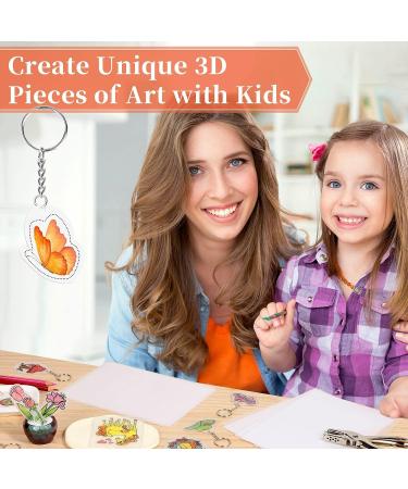 Cridoz Shrinky Dink Keychain Kit - 20 Sheets, Keychain Clip, Split Key Rings, Jump Rings, Hole Punch for Kids Creative Fun - Buy Online on SooperMarket.com