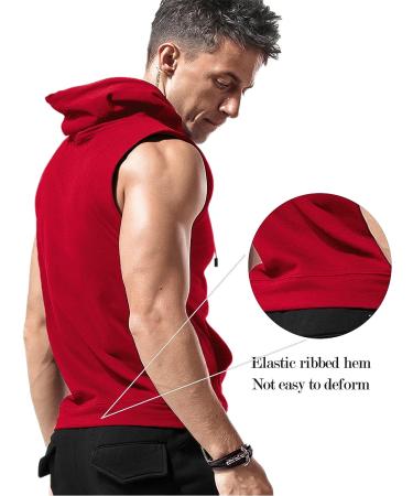 Babioboa Men's Cherry Red Workout Hooded Tank Top - X-Large - Buy Online on SooperMarket.com