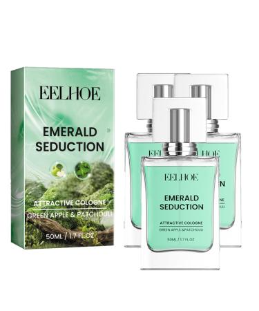 Pheromone Cologne for Men-Charm Cologne for Men - Hypnosis Cologne Fragrances for Men Cologne for Men to Attract Woman Eau de Toilette Enhanced Fragrances Perfume-50ML (EMERALD SEDUCTION-3 Pack)