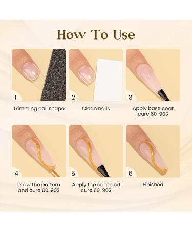 MIZHSE Nail Art Gel Liner Polish Set UV Gel Nail Polish 4 Colours Nail Art Kit French Manicure Gel Polish For DIY Nail Studio Black White Nail Polish Glitters Nail Art Gel 7ml*4 - Buy Online on SooperMarket.com