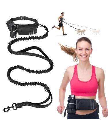 Jogging lines for dogs heelay belt pocket to run jogging and normal dog leash for large medium -sized with double handle belly belt with reflective seams black