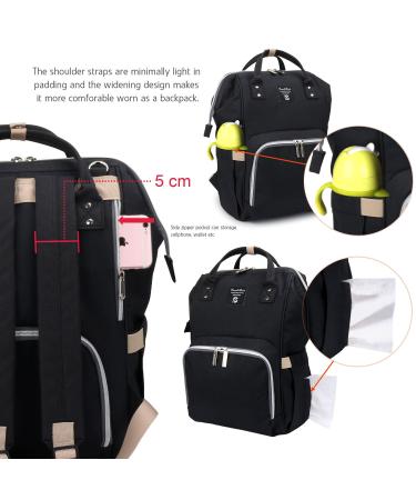 Pomelo Stylish Baby Diaper Backpack | Multifunctional Water-Repellent Large Capacity | Perfect for On-the-Go Black Design - Buy Online on SooperMarket.com