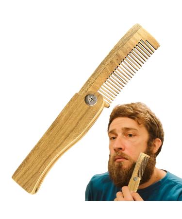 Bart comb for men men's beard comb foldable bar cleaning comb foldable beard made of wood beard and mustache comb for men antistatic beard comb daily care green