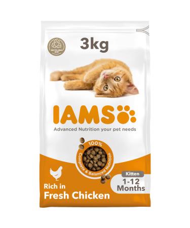 IAMS for Vitality Dry Kitten Food with Fresh Chicken 3 kg Packaging may vary Chicken 3 kg (Pack of 1)