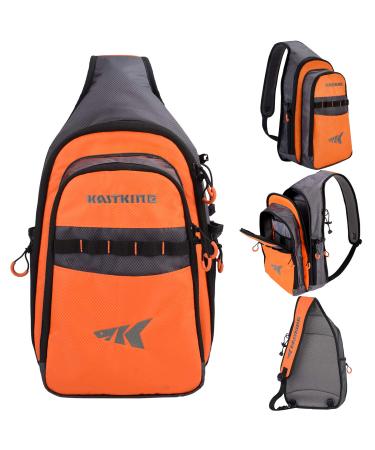 KastKing Pond Hopper Fishing Sling Tackle Storage Bag  Lightweight Sling Fishing Backpack - Sling Tool Bag for Fishing Hiking Hunting Camping, Without Box,17.7X 12.6X 6 Inches,Orange Sling Bag Without Box(17.7" x 12.6" x 6")