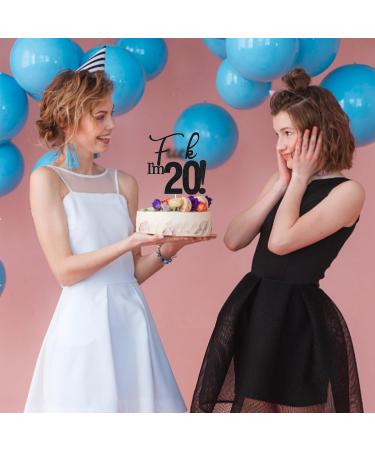 VIKY 20th Birthday Cake Topper | Glittery Tortendeko for Young Girls | Black 20th Birthday Party Decoration - Buy Online on SooperMarket.com