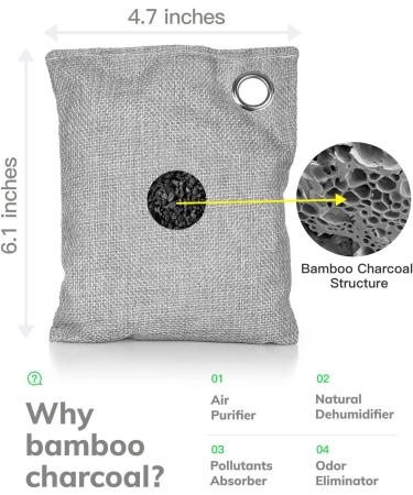 10 Pack Bamboo Charcoal Air Purifying Bags - Activated Charcoal Odor Absorber & Moisture Eliminator - For Car, Closet, Shoe Room, Large Room, Pet Room - 10x100g - Buy Online on SooperMarket.com