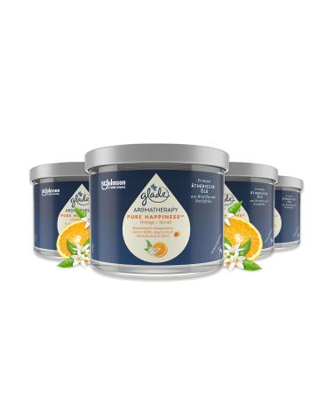 Glade Aromatherapy Essential Oils Scented Candle Pure Happiness Glade Scented Candle With Essential Oils Orange + Neroli 4 x 260g