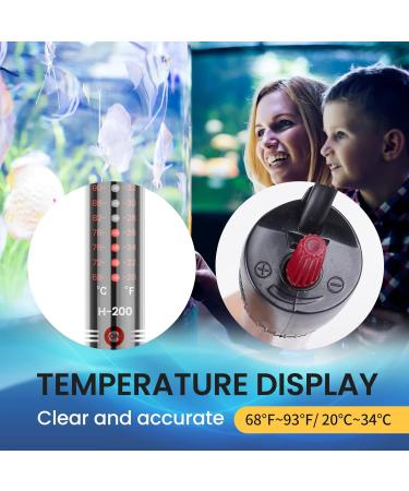 Bonlux 50W Submersible Aquarium Heater: Adjustable Temperature, Thermometer, 2X Sucker Cups | For Fish Turtle Tank up to 60L Water | BS Plug, 0.9M Cable - Black - Buy Online on SooperMarket.com