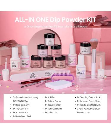 Beetles Dip Powder Nail Starter Kit - 7 Colors (Nude Pink Brown White) | DIY Dipping Powder Set with Complete Accessories - Buy Online on SooperMarket.com