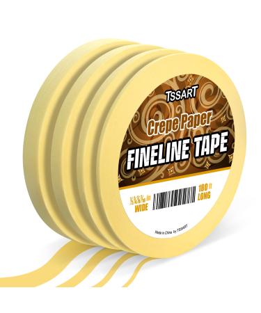TSSART 4 Rolls Fine Line Tape - Medium Tack Pinstripe Tape  Fineline Masking Tape in 1/16  1/8  1/4 and 1/2 Inch Wide x 60 Yard Long  Painters Masking Tape for DIY Car Auto Paint Art