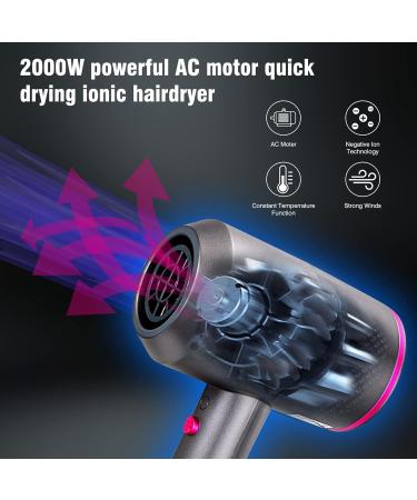 2000W Professional Ionic Hair Dryer with Diffuser - 2 Speeds, 3 Heating Levels - Ideal for Home, Salon, and Travel - Buy Online on SooperMarket.com