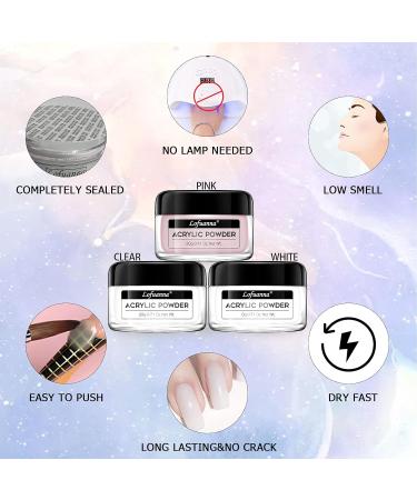 Lofuanna Acrylic Powder and Liquid Set Professional Acrylic Nail Kit with 3 Colors 20g Acrylic Powder 40ml Acrylic Liquid Monomer Nail Brush Nail Forms for Nail Extension Nail File Nail Art Kit (01) set-4 - Buy Online on SooperMarket.com