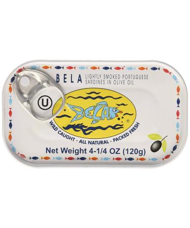 Bela-Olhao Lightly Smoked Sardines in Olive Oil, 4.25 Ounce -- 12 per case Organic lemon
