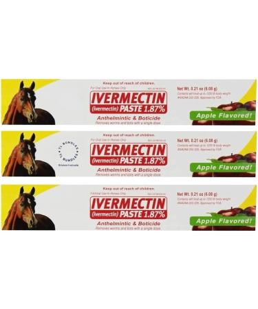 Durvet Ivermectin Paste 1.87% Removes worms and bots - 3 Pack