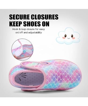 Kids Lightweight Water Shoes | Quick Dry Sneakers for Beach/Swimming | 6.5-7 Toddler Pink Scales - Buy Online on SooperMarket.com