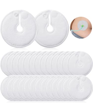 56 Pack G Tube Button Covers G Tube Pads Holder Peritoneal Abdominal Feeding Tube Supplies Soft Absorbent Cotton Pads Nursing Pads Peg Tube Accessories White 3 Inch
