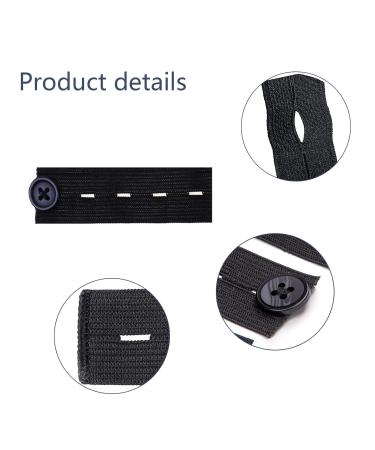 5PCS Adjustable Waist Extender Button Extenders - Black Elastic Waist Extension for Trousers, Pants, Shorts - Buy Online on SooperMarket.com