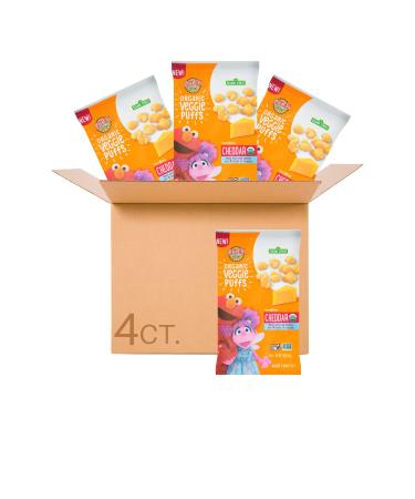 Earth's Best Organic Sesame Street Toddler Snacks, Veggie Puffs, Cheddar, 1.55 Oz (Pack of 4)