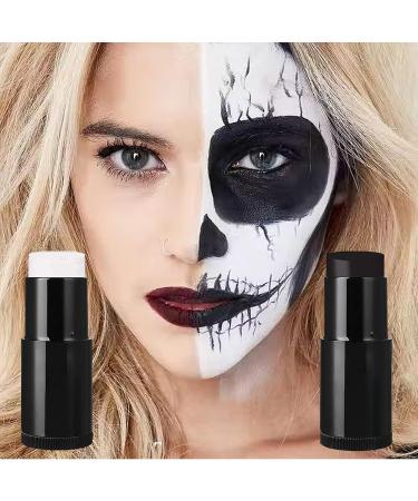2Pcs White Black Face Body Paint Stick - Halloween Cosplay/Sports Makeup - Waterproof & Hypoallergenic - Buy Online on SooperMarket.com