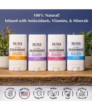 MONA All Natural MINI DEORORANT For Women & Men | Vegan & Safe for Sensitive Skin | Aluminum & Baking Soda free Deodorant with All Natural Fragrance | (Travel 4-Pack VAR-1 (0.53 Oz each)) - Buy Online on SooperMarket.com