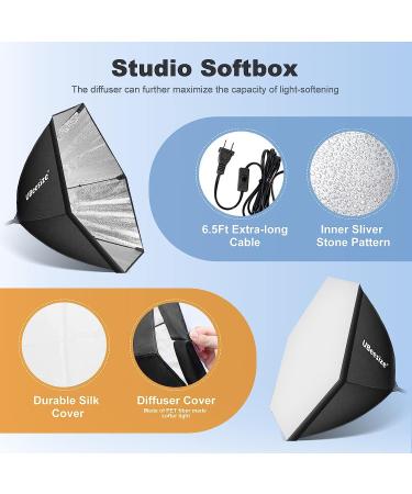 UBeesize Softbox Photography Lighting Kit - Professional 30x30 Hexagon Softbox with 2pcs 40W Daylight Bulbs for Portraits, Advertising, and Video Recording - Buy Online on SooperMarket.com