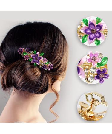 NAIHOD Vintage French Hair Barrettes - Luxurious Flower Leaf Butterfly Hair Clips - 3Pcs Bridal Hair Pins for Women & Girls - Wedding Party Jewelry - Buy Online on SooperMarket.com