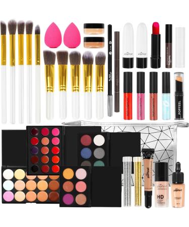 FantasyDay All-in-one Holiday Makeup Gift Set | Makeup Kit for Women Full Kit Cosmetic Essential Starter Bundle Include Eyeshadow Palette Lipstick Blush Foundation Concealer Face Powder Lipgloss Brush - Buy Online on SooperMarket.com