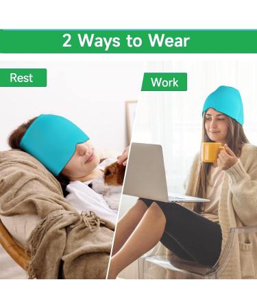 Migraine Relief Cap Reusable Cold Hot Therapy Migraine and Headache Relief Cap Single-Sided Gel Ice Hot Head Wrap for Chronic Migraine Tension Headache Sinus Stress Puffy Eyes (Blue) - Buy Online on SooperMarket.com