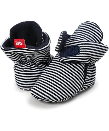 EDOTON Unisex Newborn Winter Boots - Warm Stripe Booties for 0-6 Months - Non-Slip Sole & Adjustable Socks - Black Stripe - Buy Online on SooperMarket.com