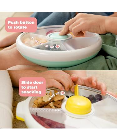 GoBe Kids Large Snack Spinner Bundle - Reusable 4-Compartment Dispenser with Hand Strap, Sticker Sheet | BPA-Free, Dishwasher Safe, No Spill Leakproof - Buy Online on SooperMarket.com