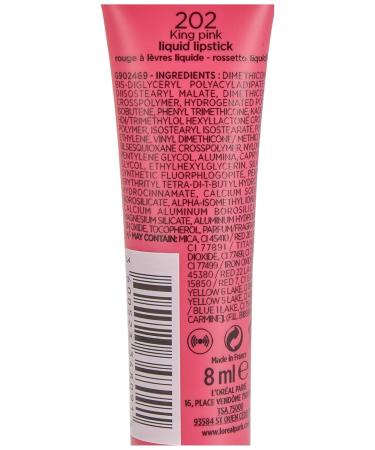 LOreal Lip Paint Matte 202 King Pink - Global Shipping | Long-Lasting Color & Comfort - Buy Online on SooperMarket.com