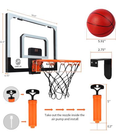 AOKESI Indoor Basketball Hoop with Electronic Scoreboard - Mini Over The Door Toy for Boys  Men  and Adults | Perfect Gift for Ages 5-12 - Buy Online on SooperMarket.com